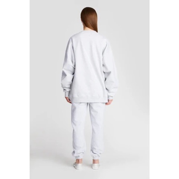 Women's THE BAR L Varsity Sweatshirt in Light Heather Grey/White - Picture 3 of 8